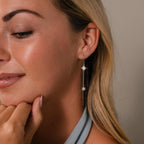 Pave Star Threader Earrings in Silver