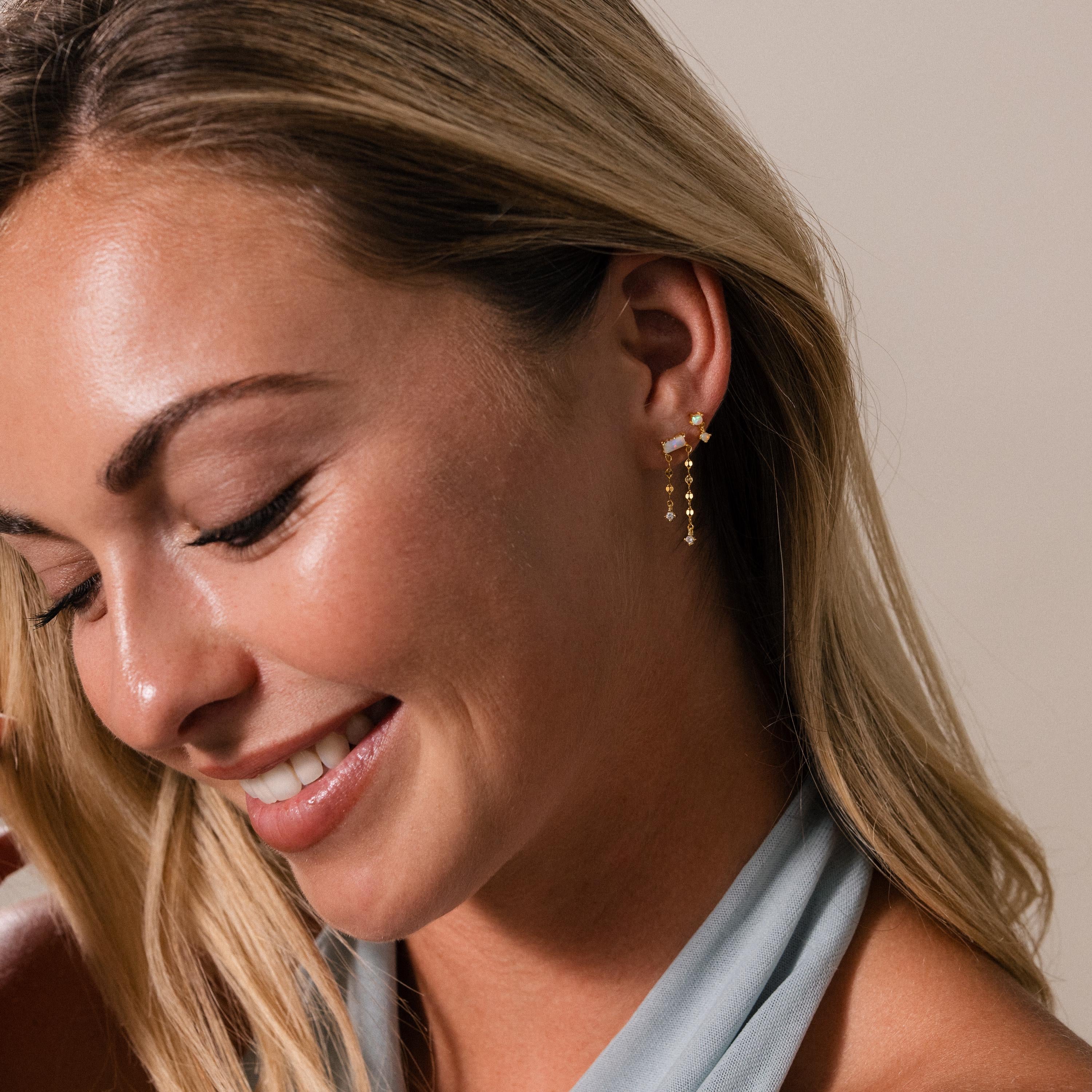 Opal Cascade Flat Back Studs in 18K Gold