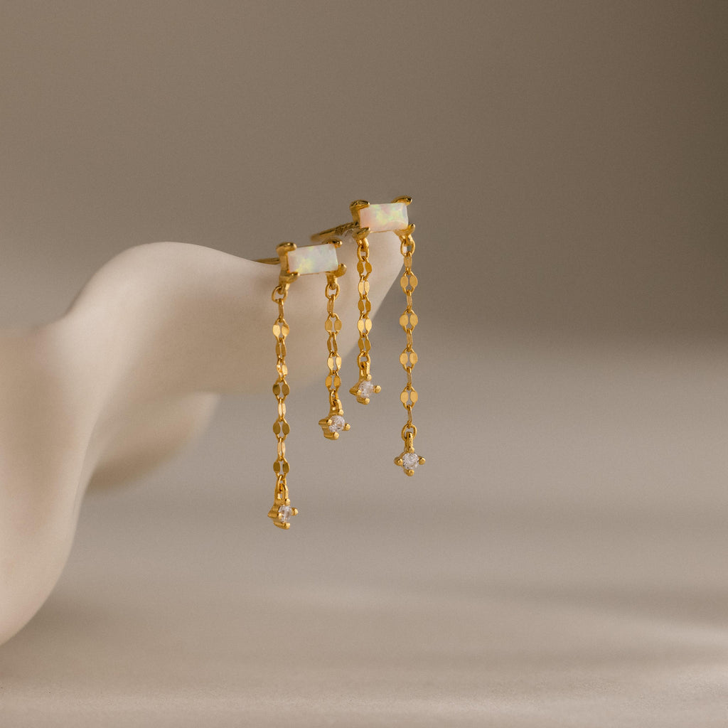 Opal Cascade Flat Back Studs in 18K Gold
