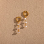 Abstract Pearl Trio Drop Earrings in 18K Gold