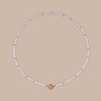 Pearl Beaded Charm Necklace in 18K Gold