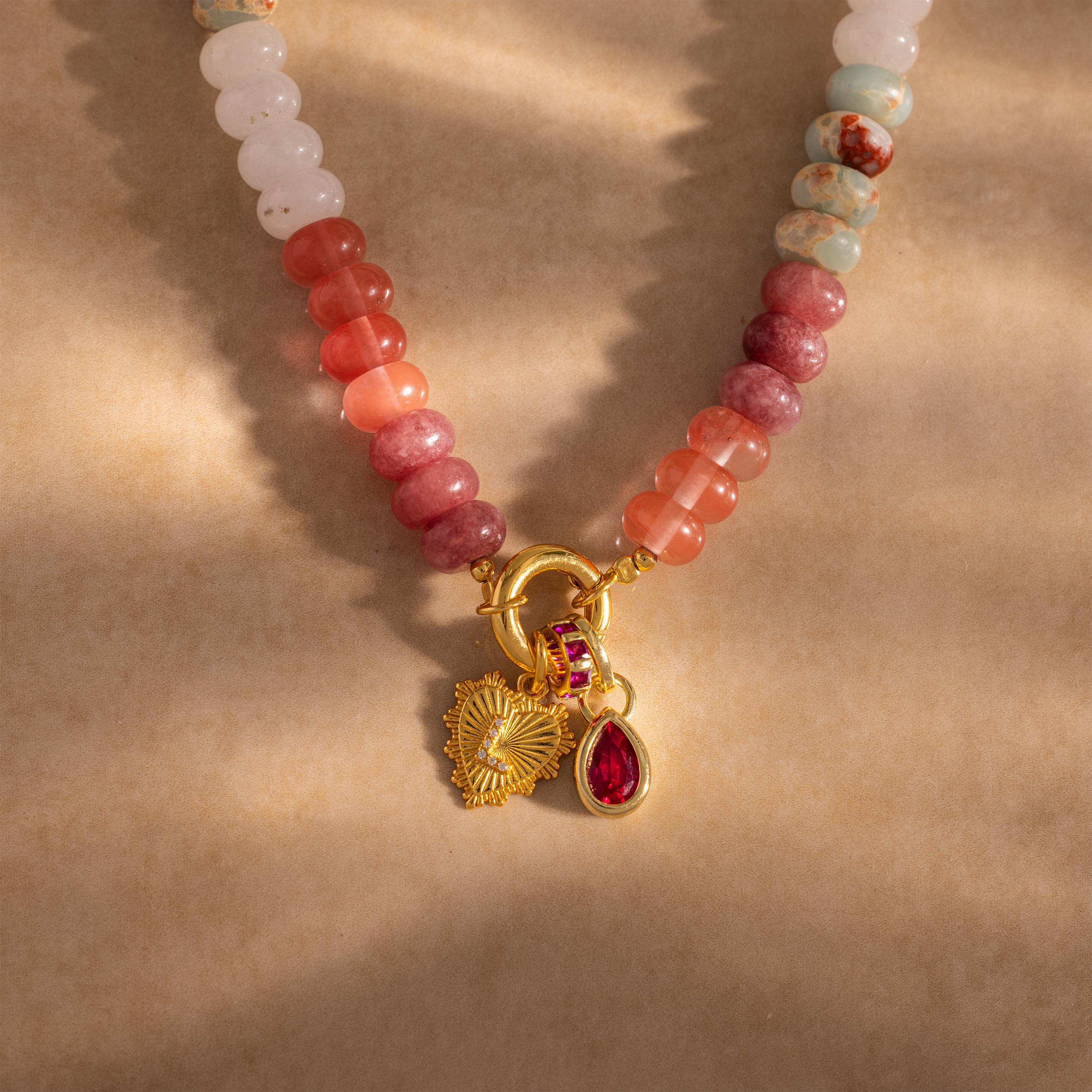 Ember Beaded Charm Necklace in 18K Gold