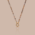 Sunstone Beaded Charm Necklace in 18K Gold