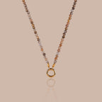 Sunstone Beaded Charm Necklace in 18K Gold