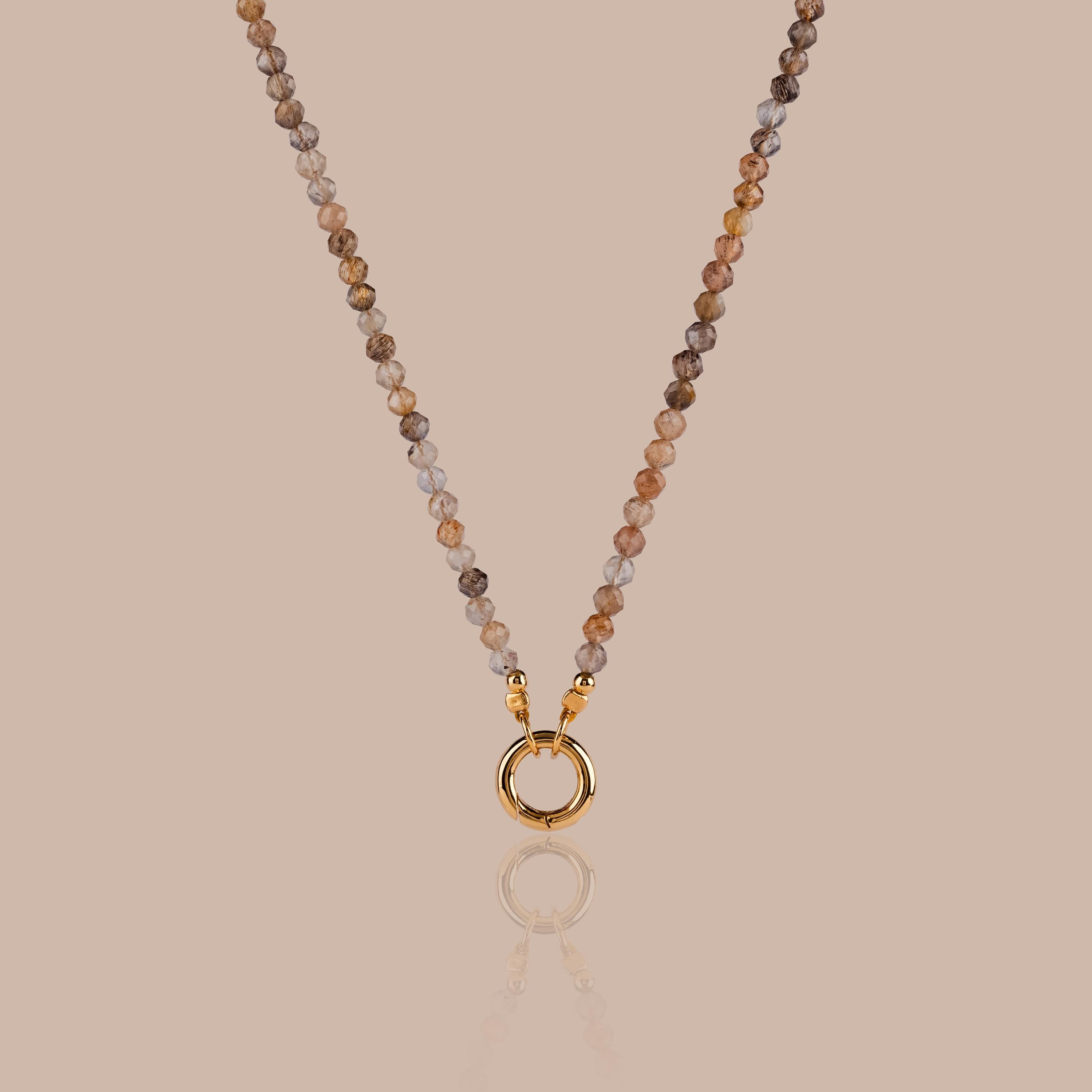 Sunstone Beaded Charm Necklace
