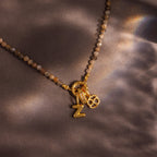 Sunstone Beaded Charm Necklace in 18K Gold