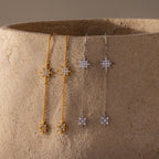 Pave Star Threader Earrings