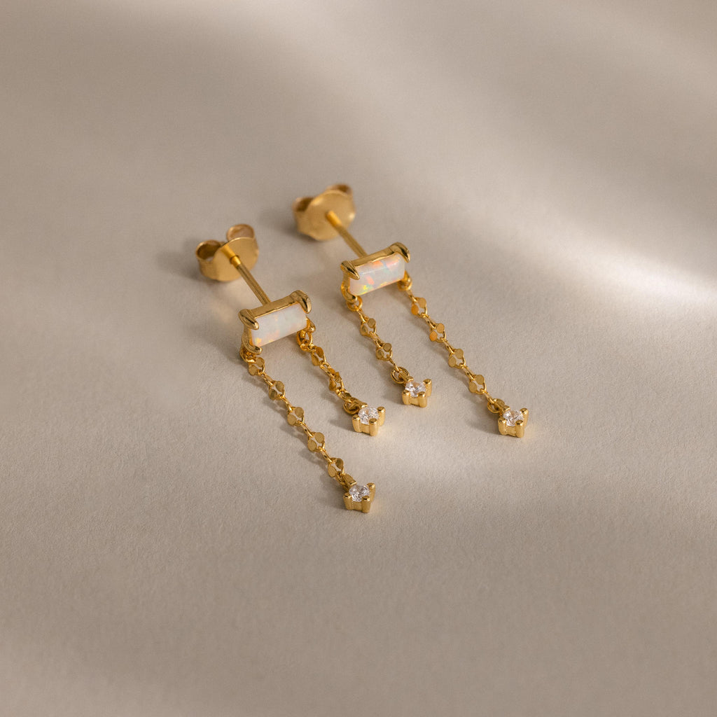 Opal Cascade Flat Back Studs in 18K Gold