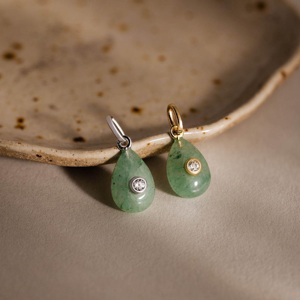 Jade Diamond Drop Charm