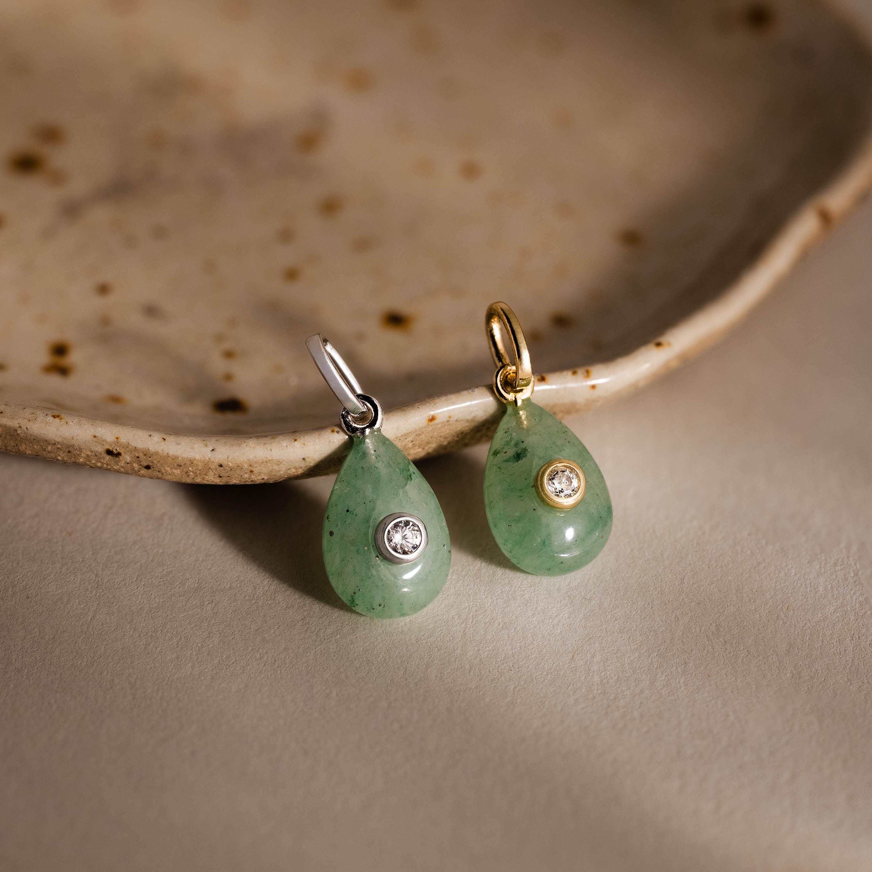 Jade Diamond Drop Charm