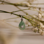 Jade Diamond Drop Charm in Silver