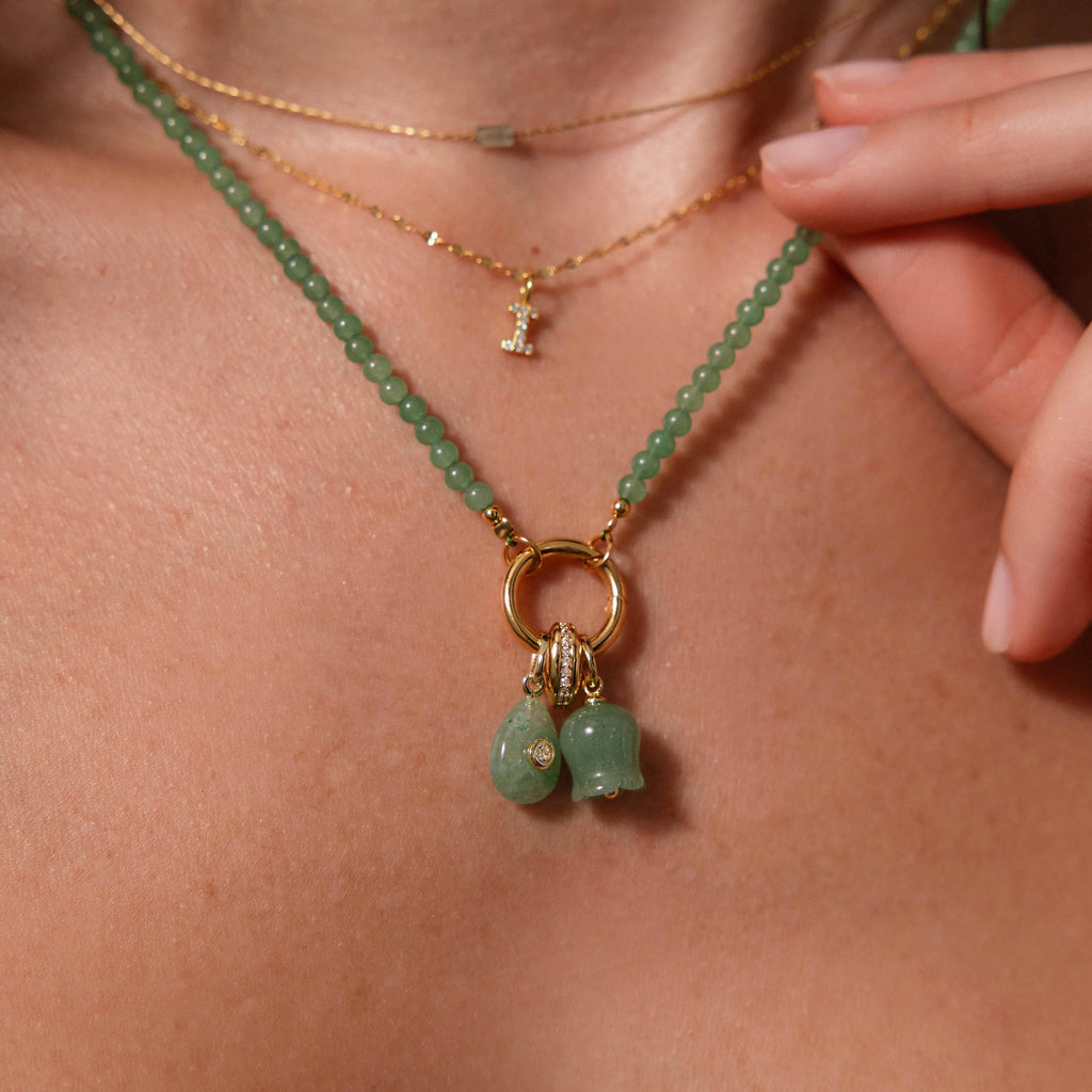 Jade Diamond Drop Charm