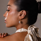 Luxe Diamond Drop Hoops in 18K Gold
