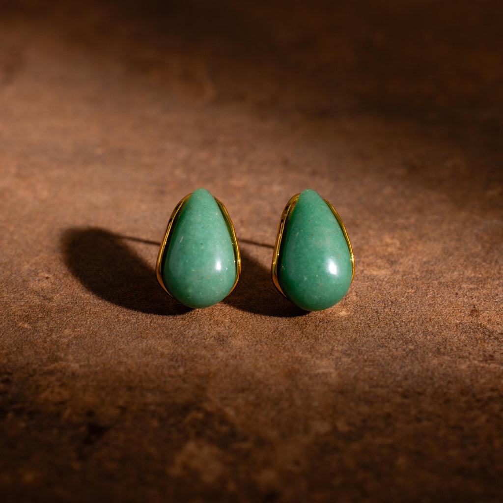 Jade Teardrop Studs in 18K Gold