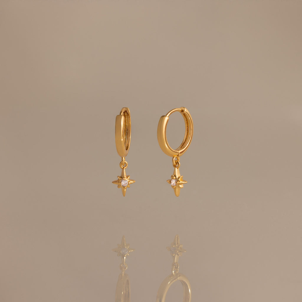 North Star Drop Huggies in 18K Gold