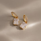 Luxe Diamond Drop Hoops in 18K Gold