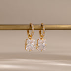 Luxe Diamond Drop Hoops in 18K Gold