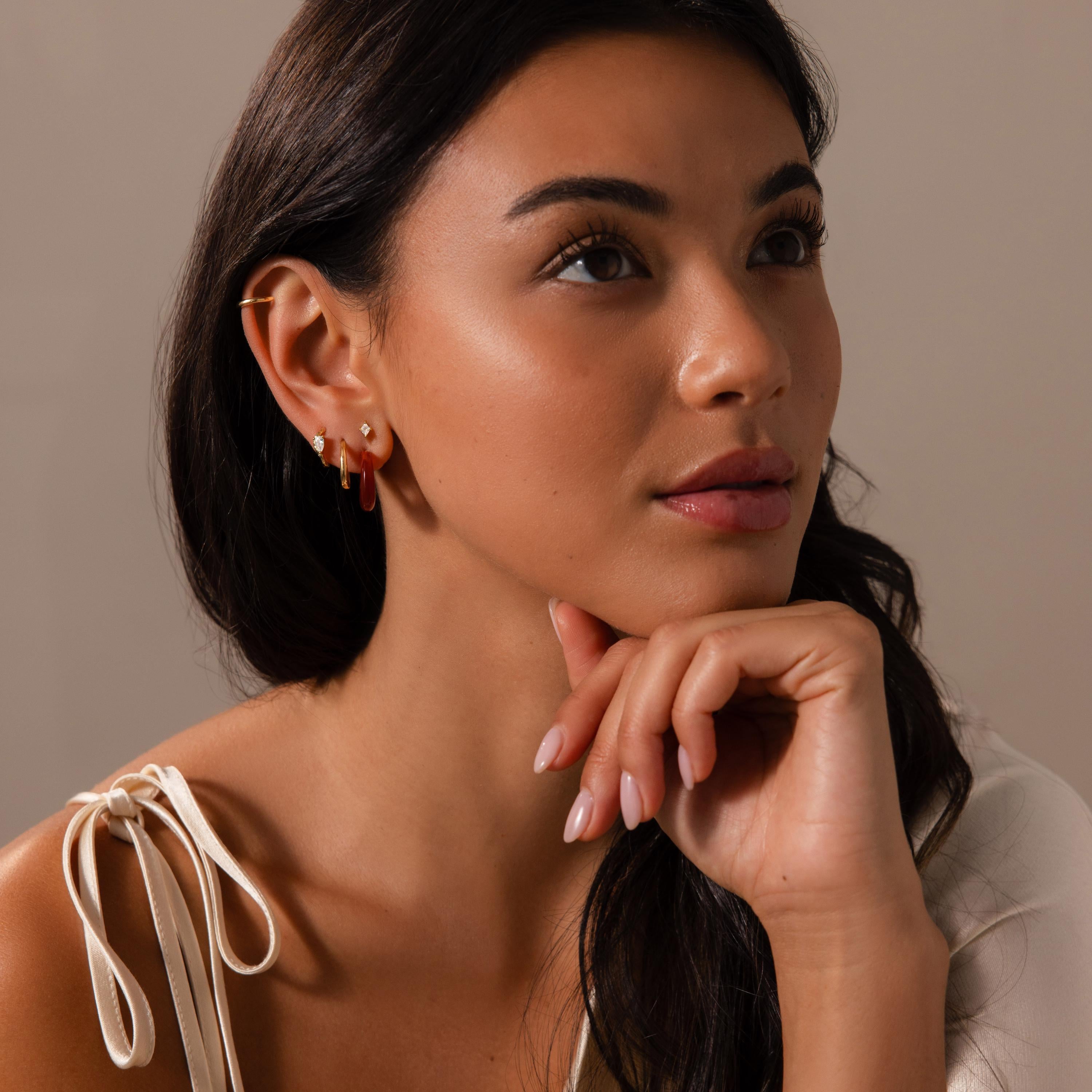 Chunky Red Agate Hoops