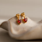 Garnet Heart Knot Studs