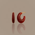 Chunky Red Agate Hoops