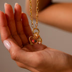 Ladybug Heart Charm in 18K Gold