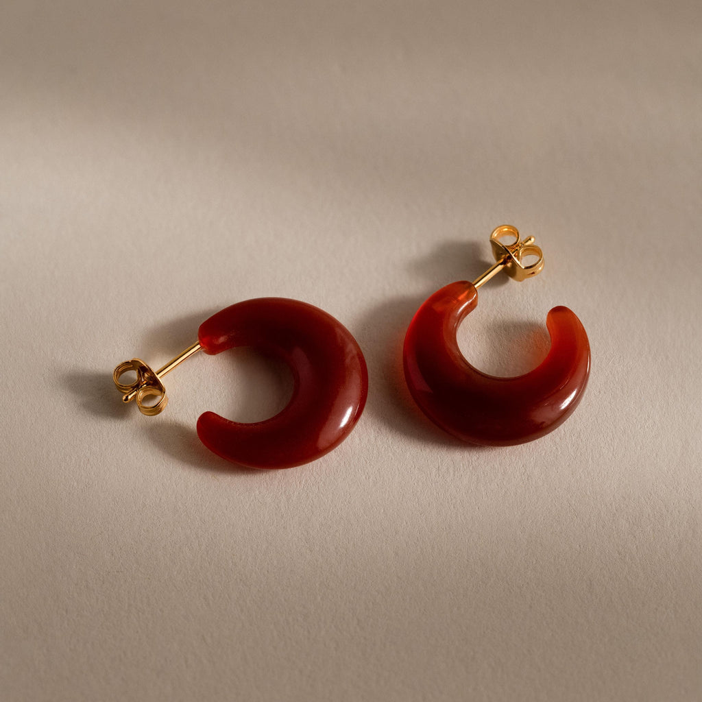 Chunky Red Agate Hoops
