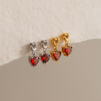Garnet Heart Knot Studs