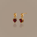 Garnet Heart Knot Studs in 18K Gold