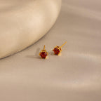 Hexagon Garnet Studs
