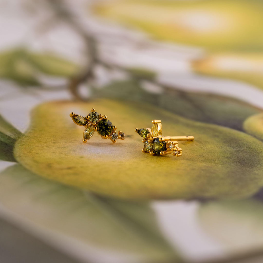 Ombre Cluster Peridot Studs