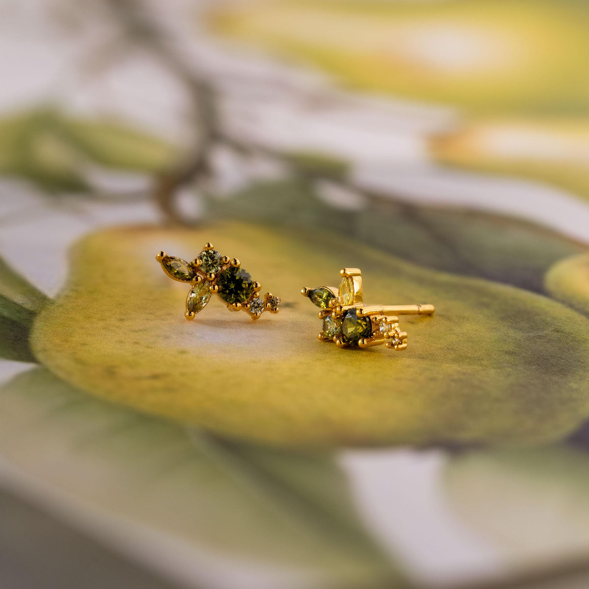 Ombre Cluster Peridot Studs