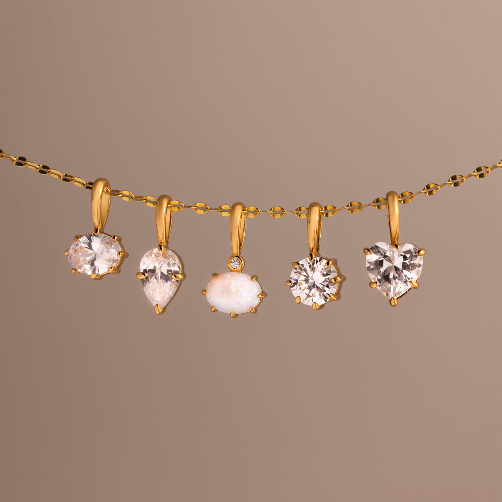 Love Mixed Gemstone Charm Set in 18K Gold