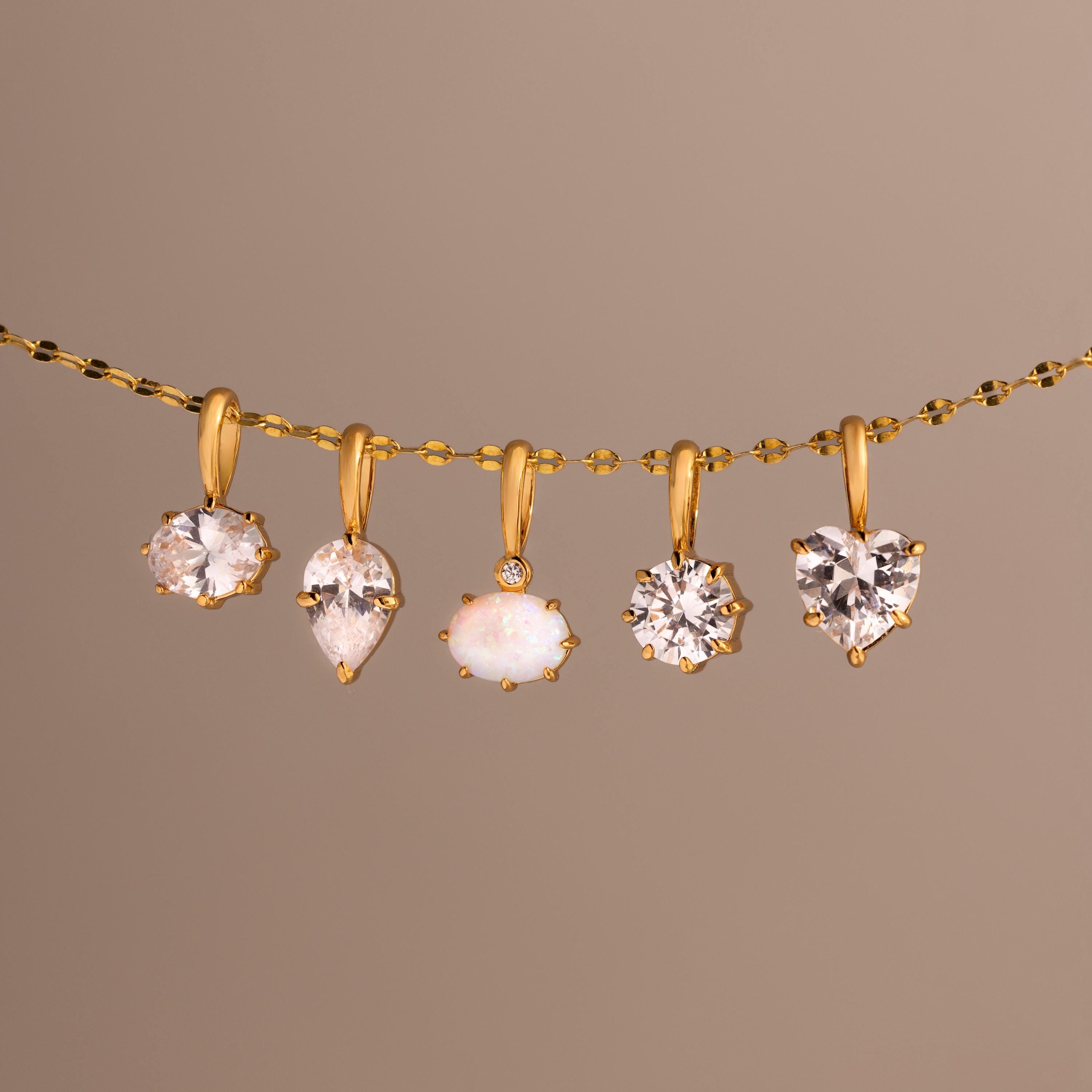Love Mixed Gemstone Charm Set in 18K Gold