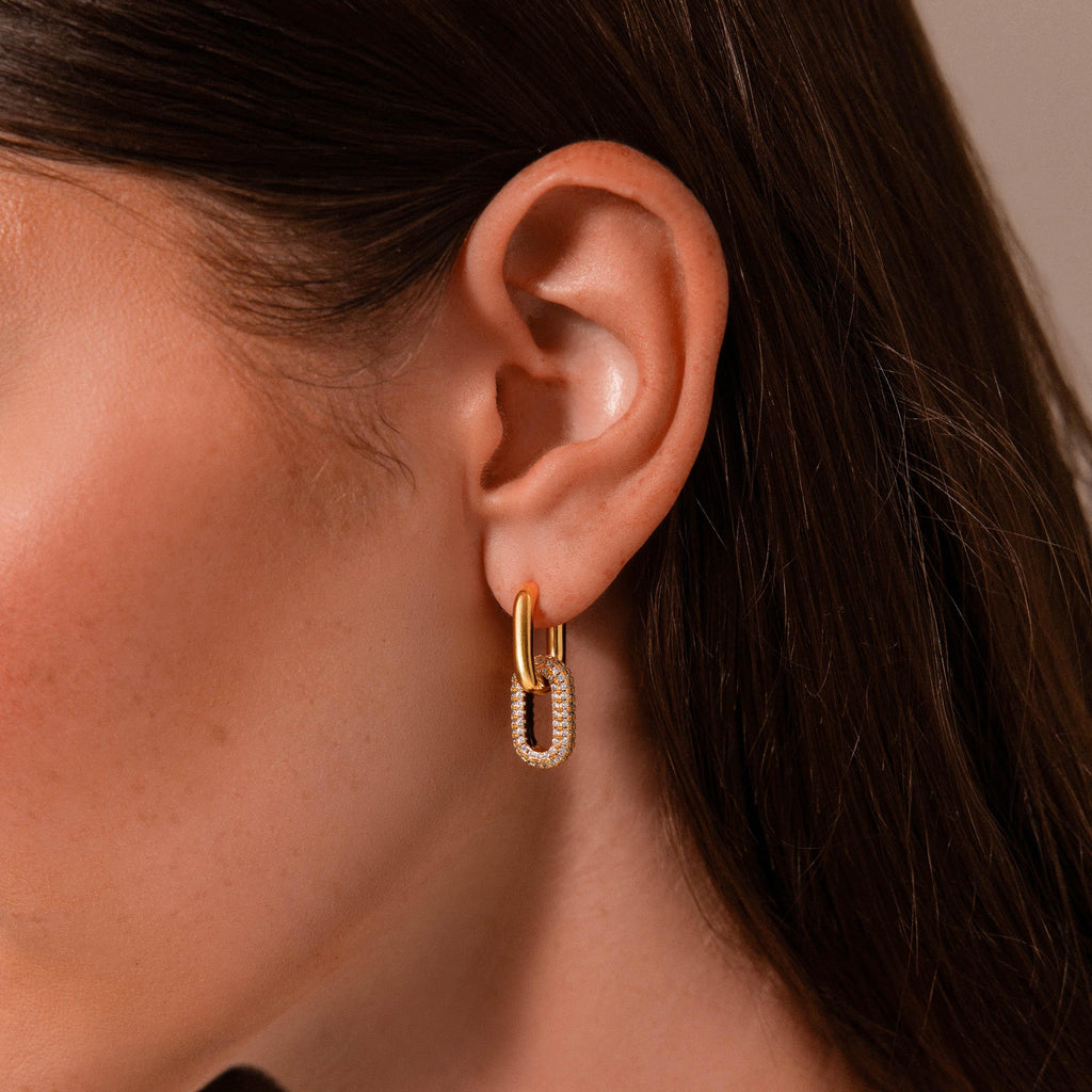 Bold Pave Link Earrings