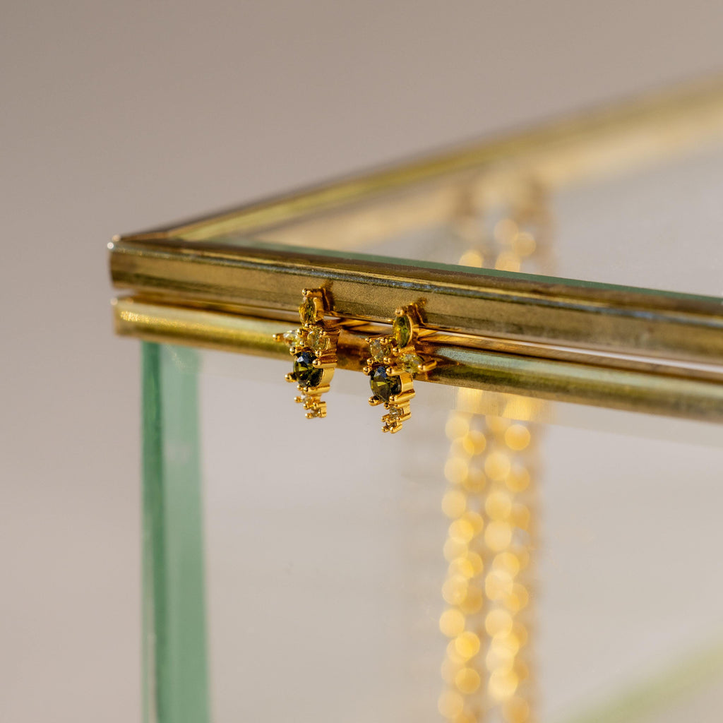 Ombre Cluster Peridot Studs