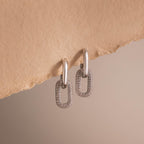 Bold Pave Link Earrings in Silver