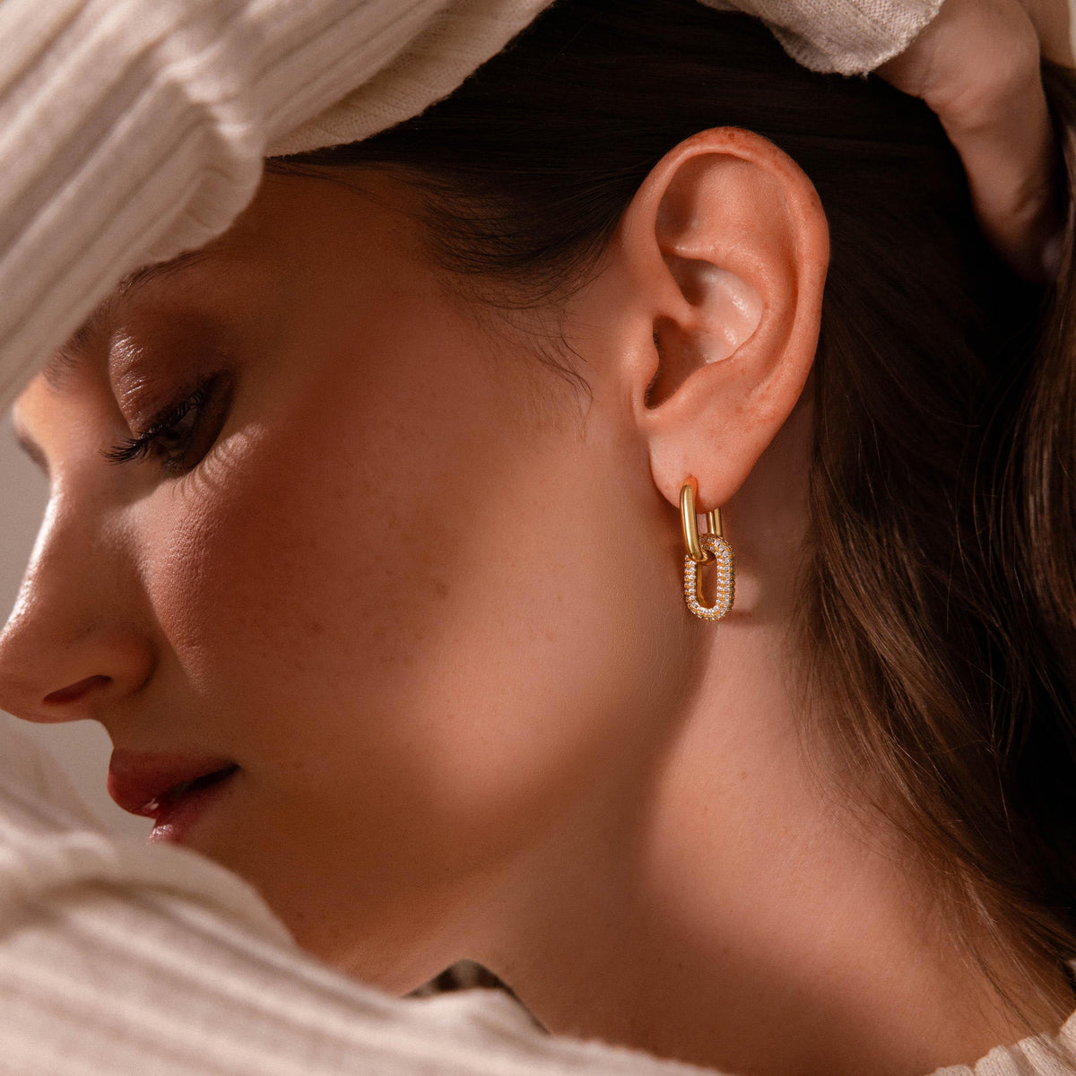 Bold Pave Link Earrings