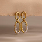 Pearl Adorned Link Studs in 18K Gold