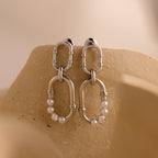 Pearl Adorned Link Studs in Silver