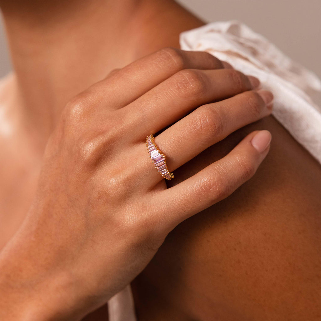 Rose Pink Art Deco Ring