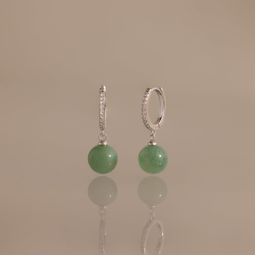 Aventurine Pave Drop Huggies