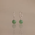 Aventurine Pave Drop Huggies in Silver