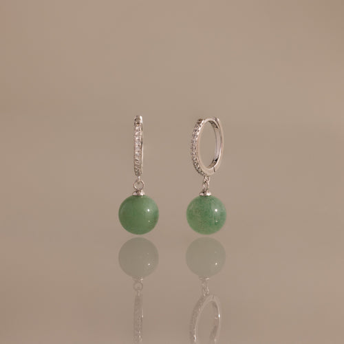 Aventurine Pave Drop Huggies