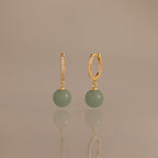 Aventurine Pave Drop Huggies in 18K Gold