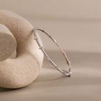 Diamond Baguette Tennis Bangle in Silver