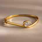 Sculpted Diamond Pear Bangle in 18K Gold