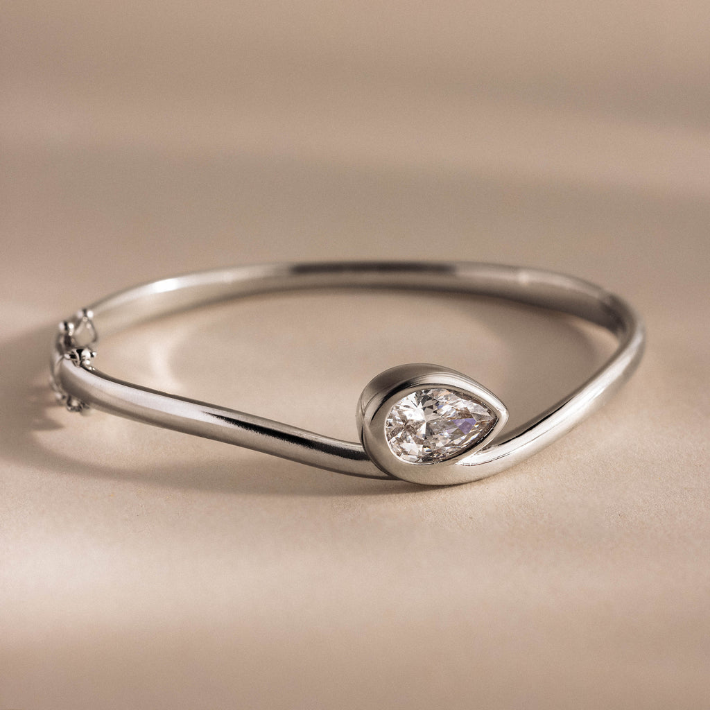 Sculpted Diamond Pear Bangle