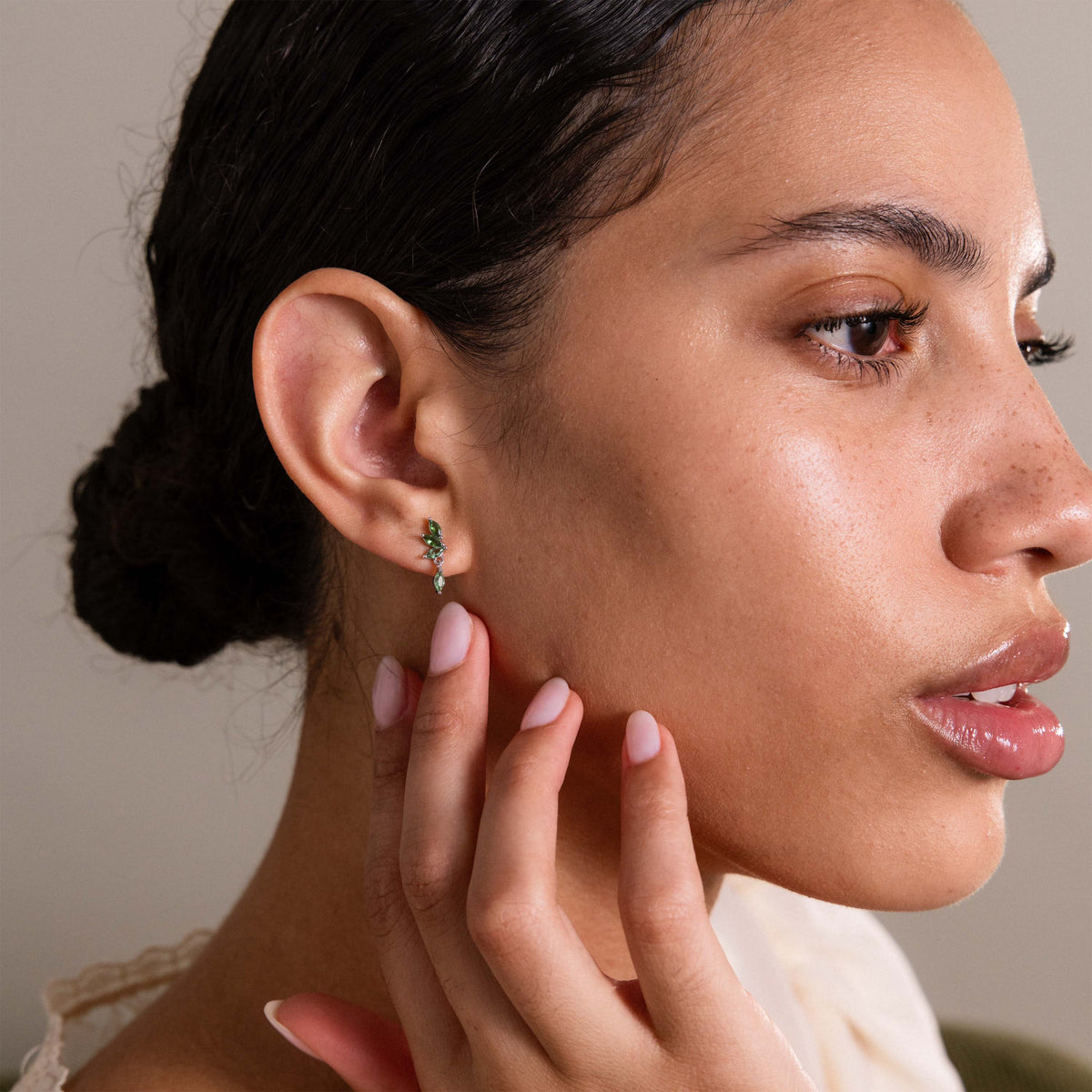 Emerald Marquise  Drop Studs