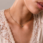 Mixed Metal Birthstone Flower Necklace