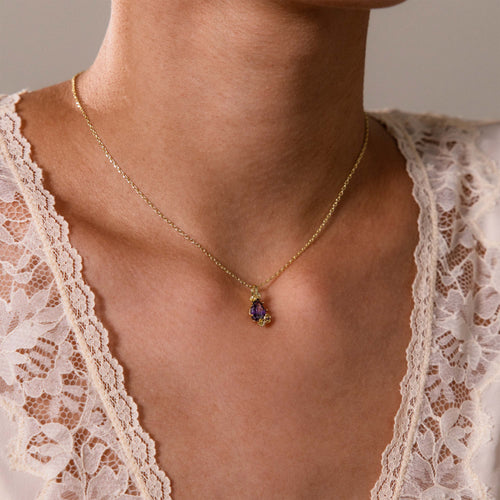 Alexandrite Blossom Charm Necklace